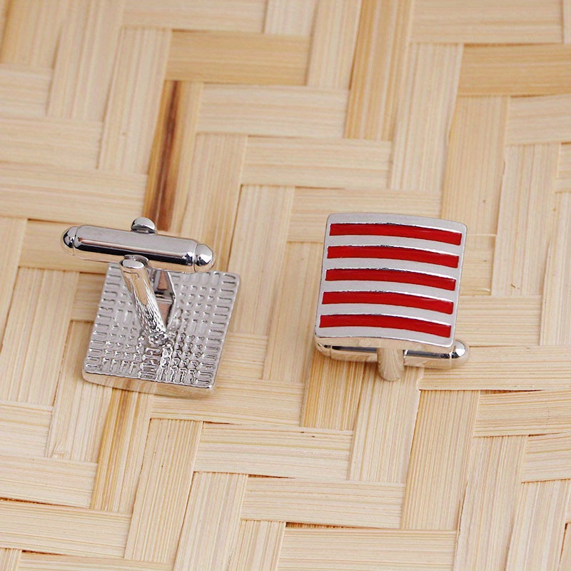 Square Striped Cufflinks Shirt Cufflinks Versatile Accessories