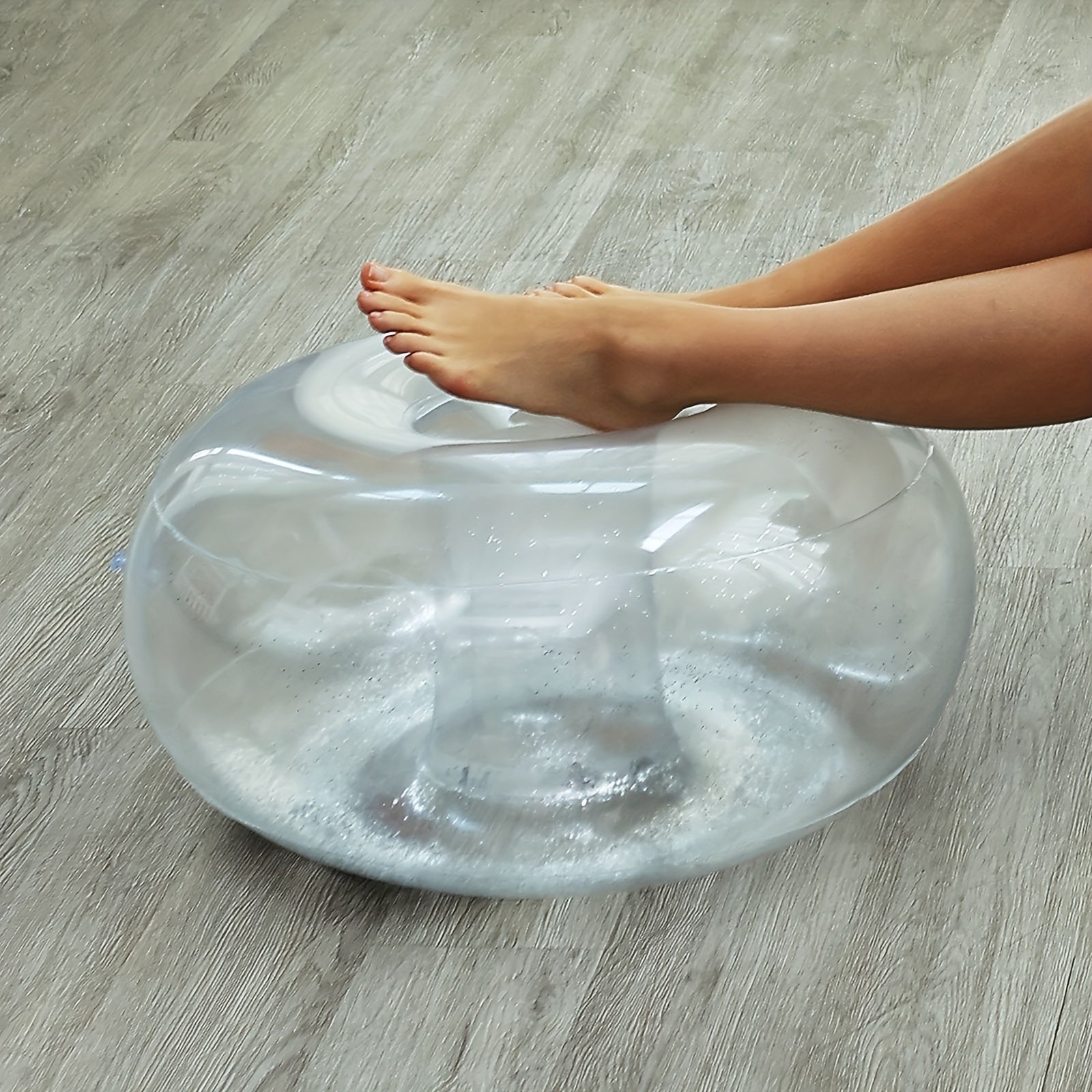 Clear Glitter Inflatable Sofa with Footrest Stool - Single Bed for Camping