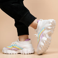 Girl's Knit Running Shoes Slip On Comfy Sneakers Anti skid Breathable