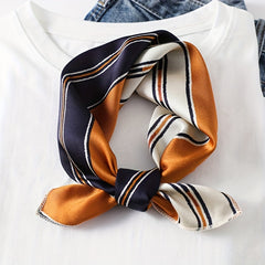 Vintage Geometric Print Bandana Small Satin Square Scarf Head Wrap