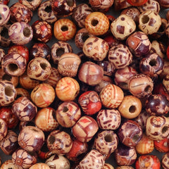 100pcs Natural 10mm Painted Wooden Beads Round Loose Beads Bulk