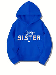 Big Sister Pattern Smart Hoodie For Girls Party Casual Long Sleeve Top