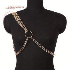 Men's Gothic Chest Harness Metal Ring Chain Beach Punk Hip Hop Chain