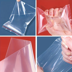 50pcs Ziplock Bags Transparent PE Plastic Red Edges Food Tea Fruit Vegeta