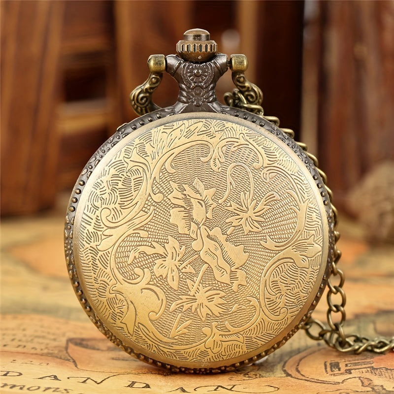 Antique Compass Geometric Pattern Pocket Watch
