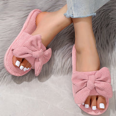 Women's Bowknot Decor Slippers Casual Solid Slip On Shoes