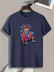Anime Graffiti Print Men's Graphic T-shirt for Summer