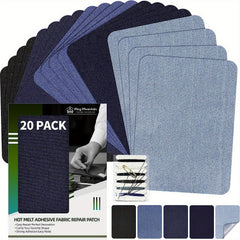 20pcs Iron on Repair Patch Denim Patches For Jeans Kit 7x10 100% Cotton