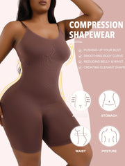 Seamless Deep V Boyshort Bodysuit Shapewear
