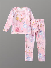 Girl's 2pcs Pajama Set Deer Tree Print Loungewear
