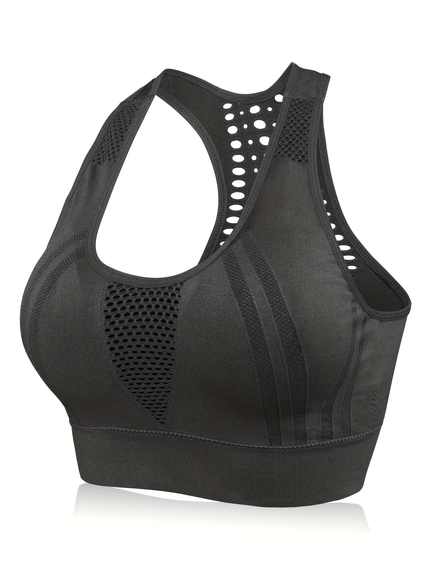 Mesh Full Cover Fitness Bra with Removable Pads