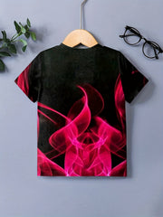 Boy's Flame Graphic T shirt Casual Loose Tee For Summer