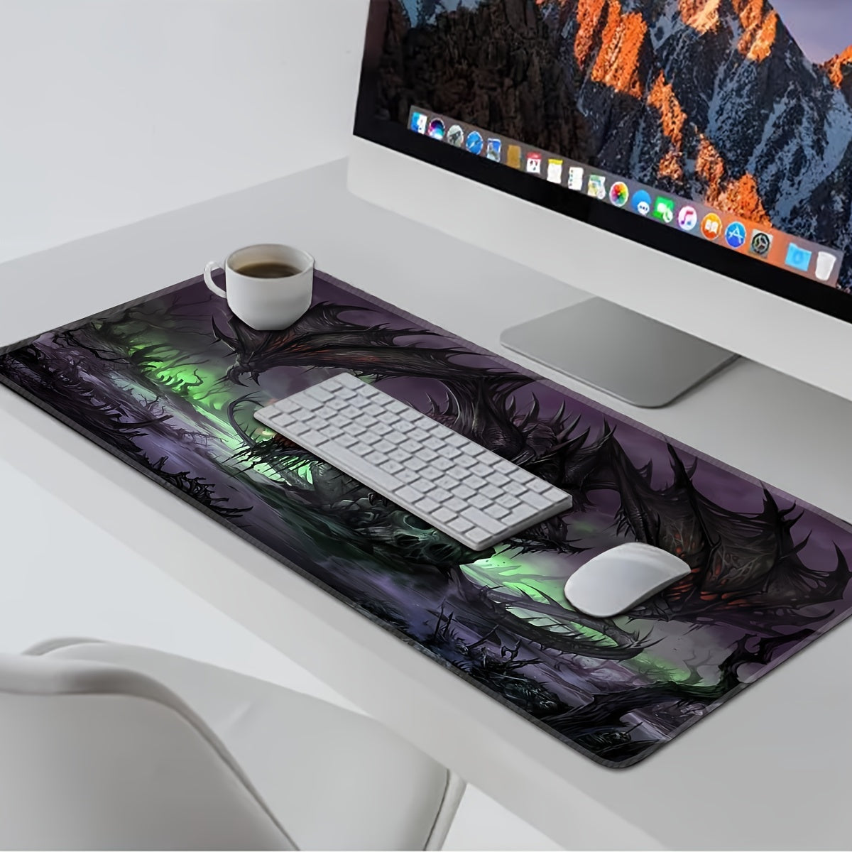 Dark Fantasy Dragon Large Gaming Mouse Pad Anti Slip Washable Rubber Mouse Pad