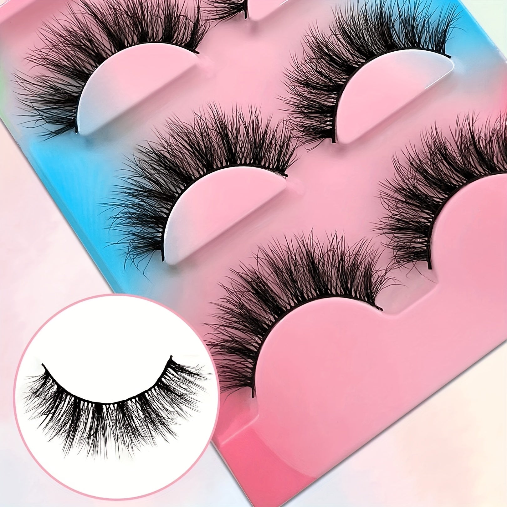 3D Mink Lashes 100 Cruelty Reusable & Natural 3 Pairs