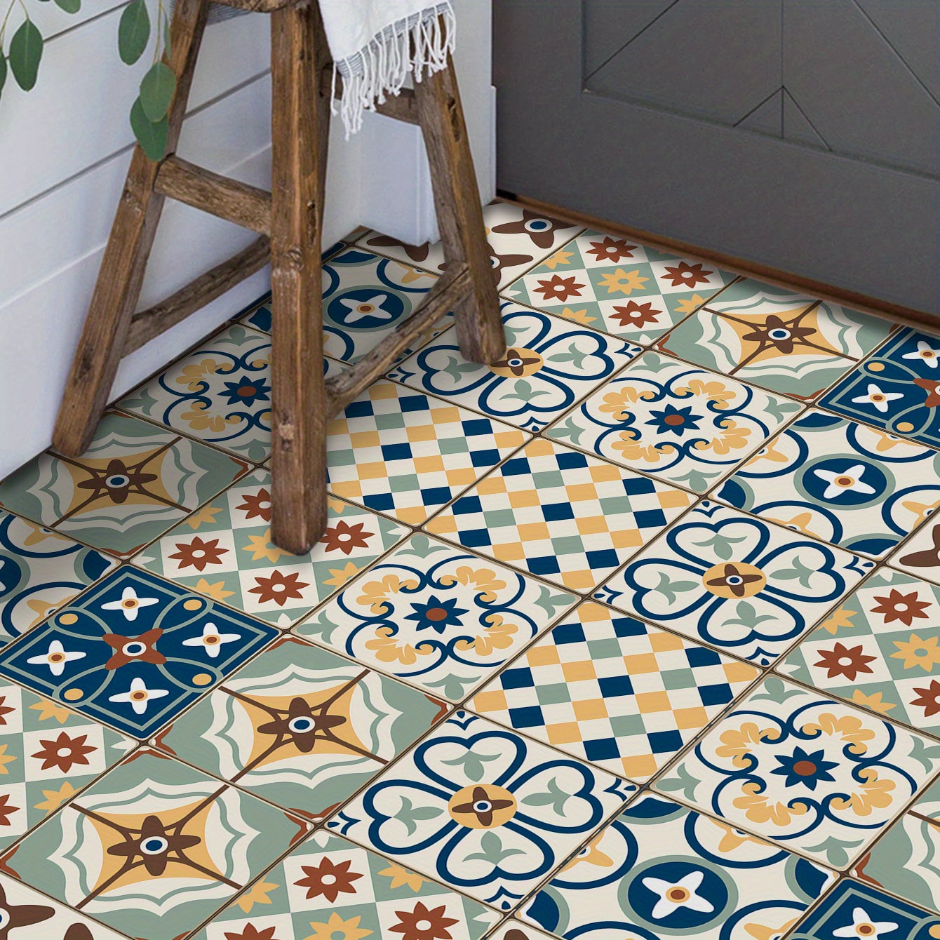 9pcs Moroccan Peel And Stick Tiles Stickers Thick Wallpaper Waterproof