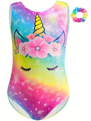 Girls Unicorn Print Ballet Leotard for Gymnastics - Comfy & Stretchy