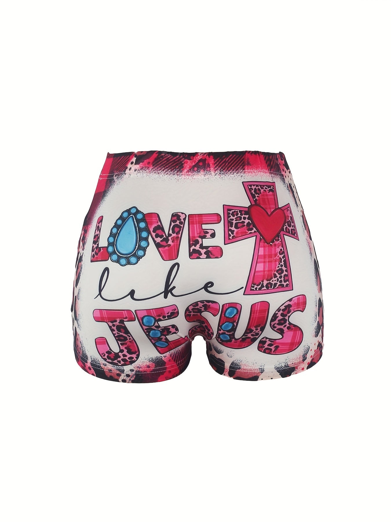 Leopard Print Skinny Shorts for Women