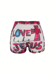 Leopard Print Skinny Shorts for Women
