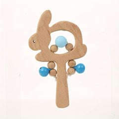 Beech Rabbit Rattle Wooden Silicone Children's Early Education Toy
