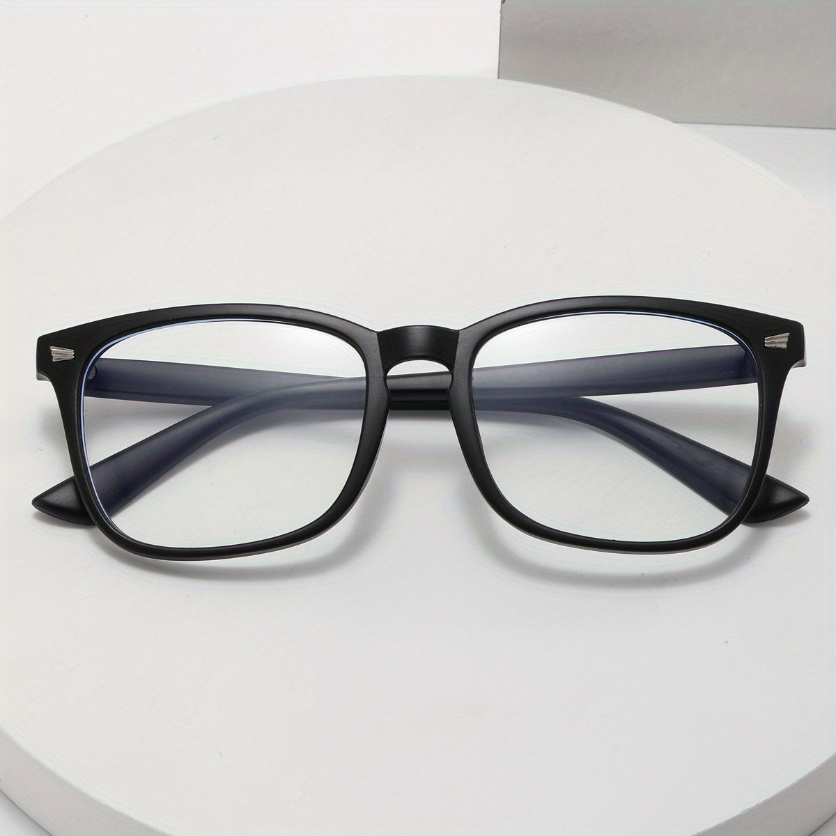 Square Frame Clear Lens Glasses Minimalist Metal Decor Eyewear Mod