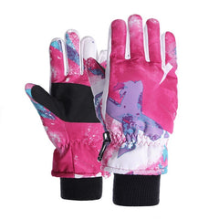 Kids Ski Gloves Winter Waterproof Non-slip Gloves Thickened Fleece