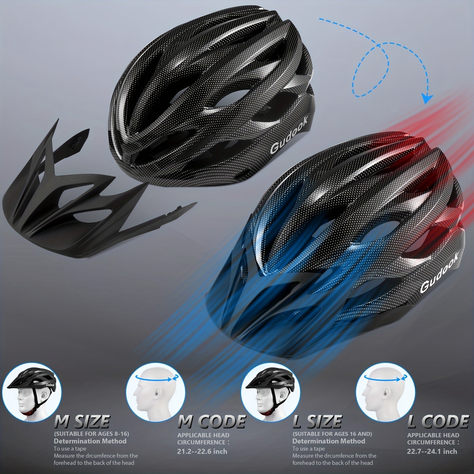 Adult Lightweight Bike Helmet Men Women Comfort With Pads&Visor
