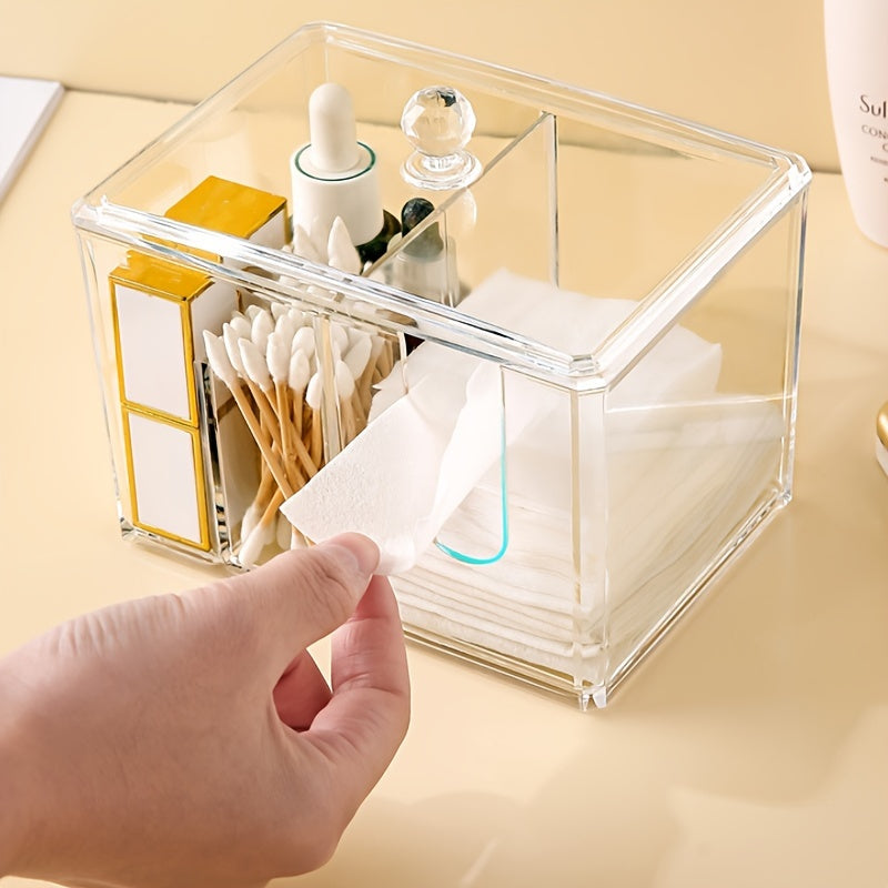Transparent Storage Box Makeup Cotton Case Dustproof Desktop Storage