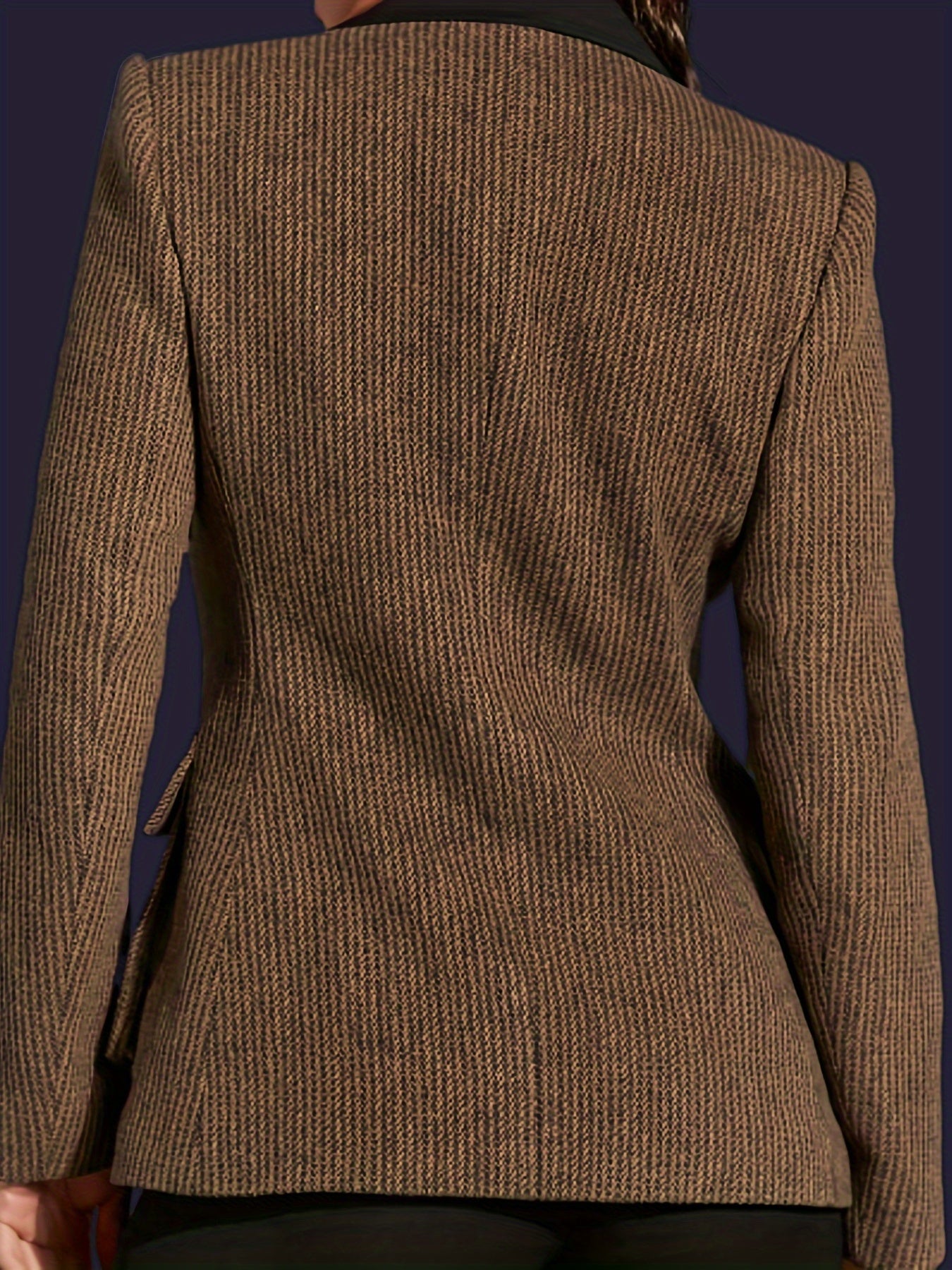 Lapel Neck Casual Blazer with Pockets for Women