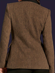 Lapel Neck Casual Blazer with Pockets for Women