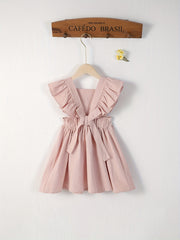 Girl's Flutter Sleeve Overall Dress