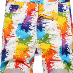 Colorful Print Men's Street Style Denim Shorts for Summer