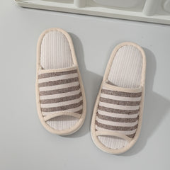 Men's Open Toe Striped House Slippers Anti-Skid Indoor Shoes