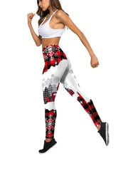 Christmas Snowflake & Plaid Tank Top & Leggings Set