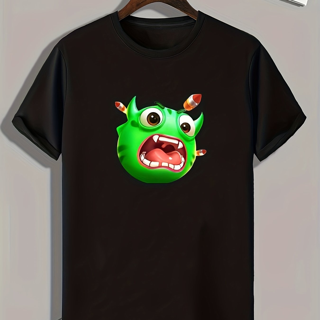 Monster Pattern Print Men's Sports T-shirt - Outdoor Wear