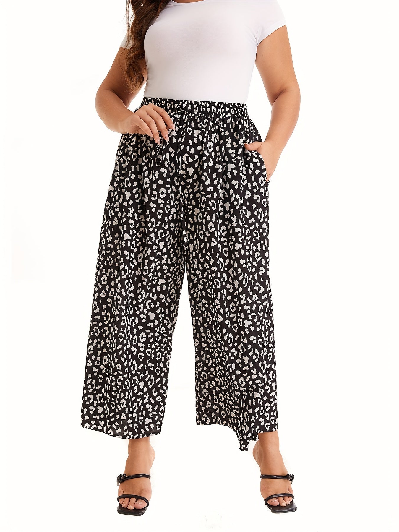 Dalmatian Print Wide Leg Pants