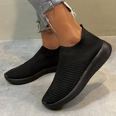 Women's Knit Platform Sneakers Slip On Lightweight Outdoor Shoes