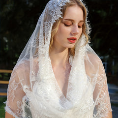 Bohemian Tulle & Lace Headscarf for Weddings & Costumes