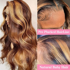 Honey Blonde Ombre Lace Front Wig Human Hair 13x4 Transparent HD 4 27
