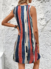Striped Tank Dress V Neck Sleeveless Mini Dress Women's Clothing