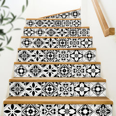 Watercolor Tile Print Staircase Sticker Self-Adhesive Waterproof Wall Decoration