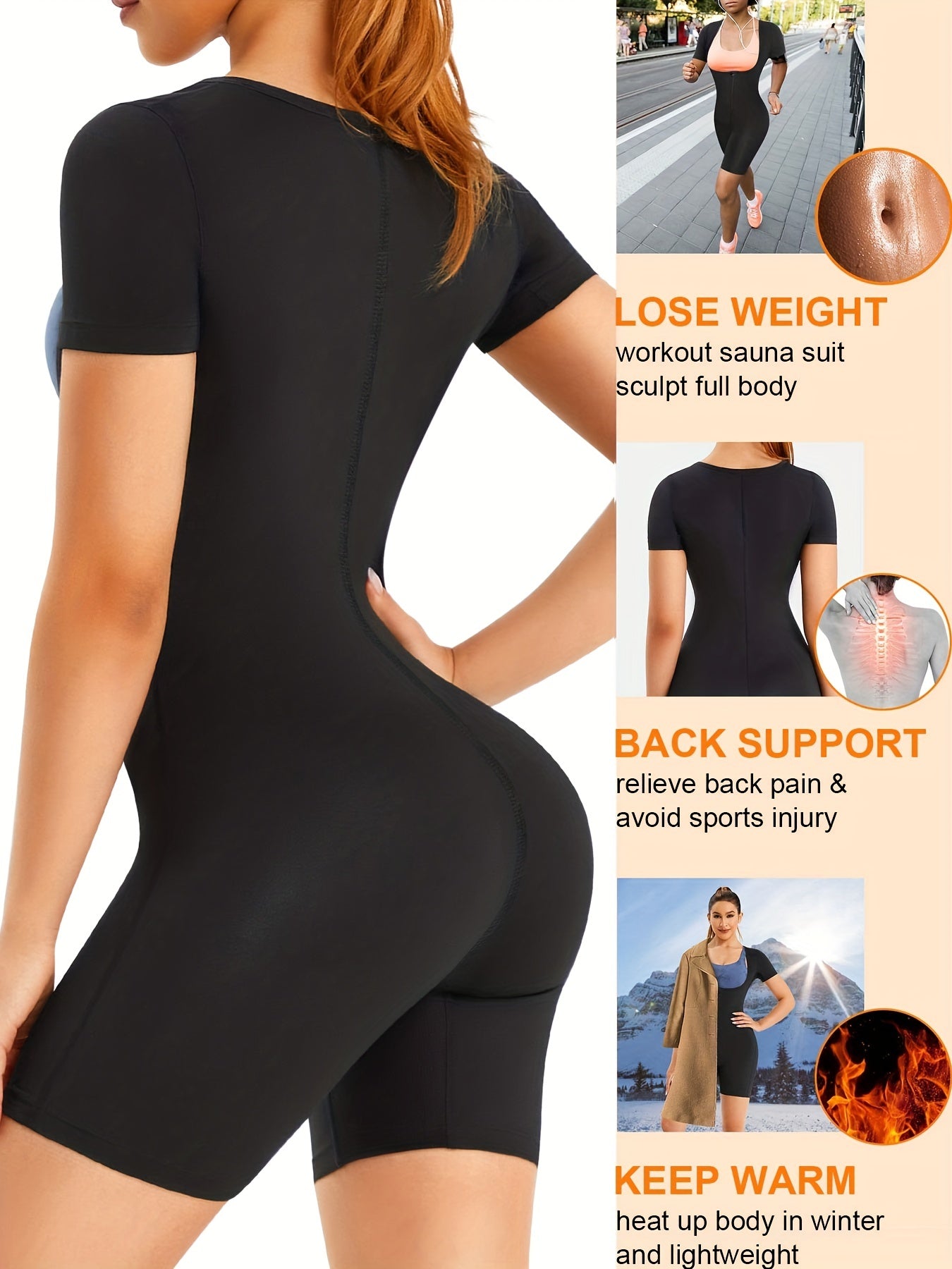 3-In-1 Zipper Full Body Shaper Sweat Sauna Suit for Women