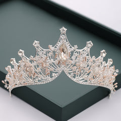 Golden Rhinestone Crown Headband Wedding Bride Hair Tiara