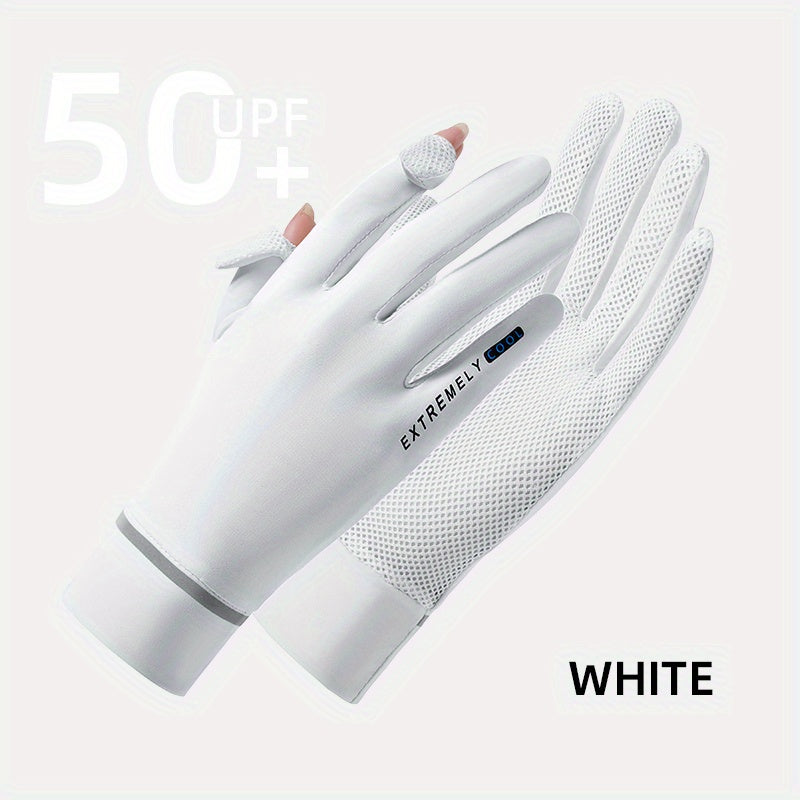 UPF 50 Ice Silk Gloves Short Mesh Breathable Non-slip Touch Screen UV Prote