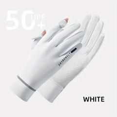 UPF 50 Ice Silk Gloves Short Mesh Breathable Non-slip Touch Screen UV Prote
