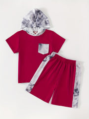 Boys Hooded T Shirt & Sport Shorts Set for Summer