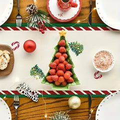 Christmas Table Runner Plaid Gnomes Gift Tree Canes Xmas Dining Decor