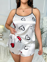 Women's Plus Heart Print Cami Top & Shorts Pajama 2 Piece Set