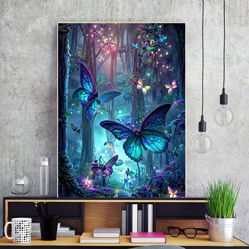 DIY Diamond Painting Forest Butterfly Landscape 5D Cube Round Full Diamond Kit