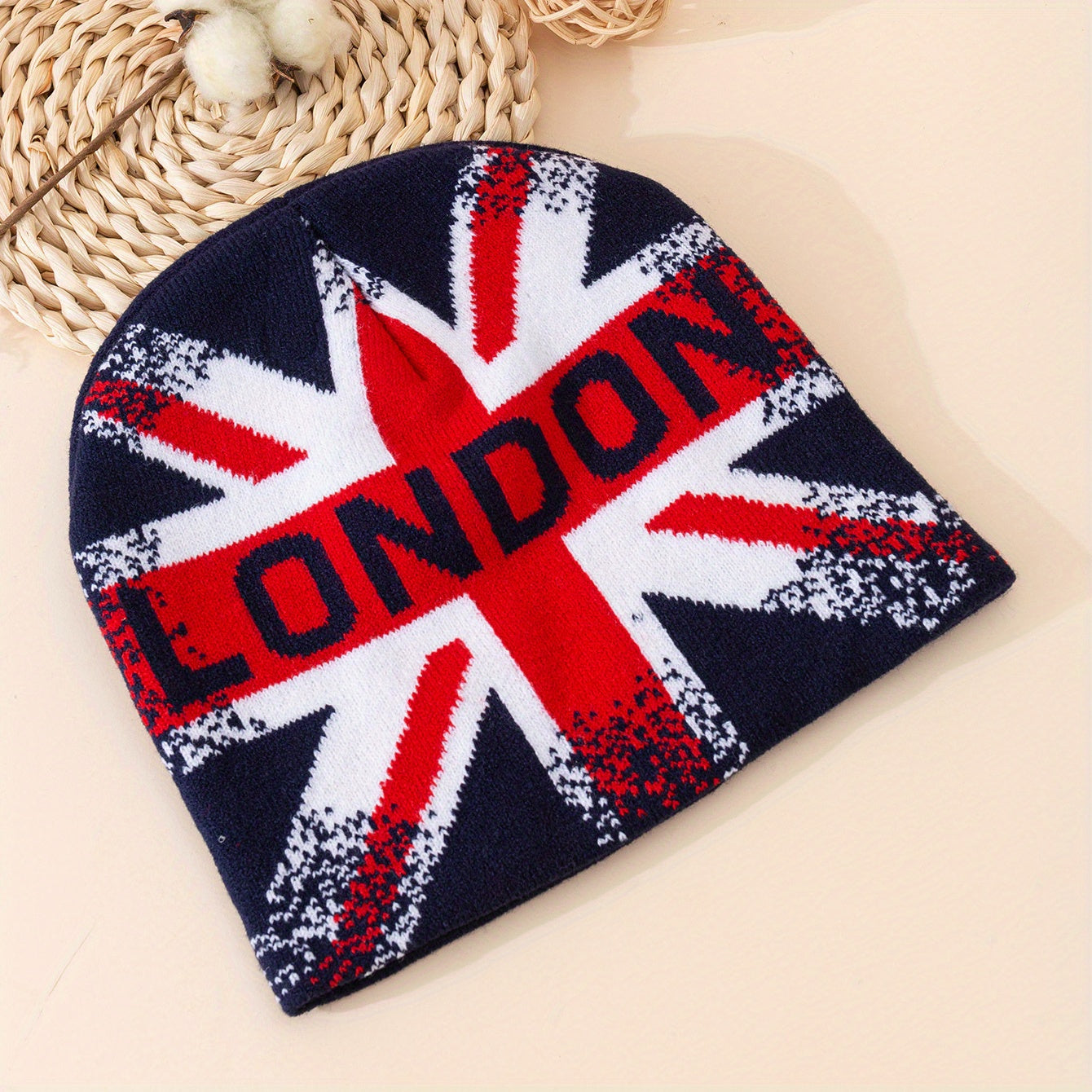 British Beige Flag Cotton Hat Adjustable Cuff Men Women