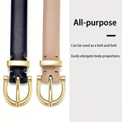 Oval Buckle Thin Belt Women's PU Leather Casual Jeans Pants Belt